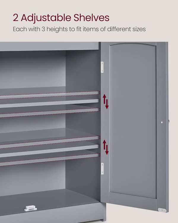 Bathroom Storage , Bathroom Floor  with 2 Doors, 2 Adjustable Shelves, 11.8 x 23.6 x 39.4 Inches, Freestanding, for Dining Room, Kitchen, Living Room, Dove Gray UBBC770G02 - Image 6