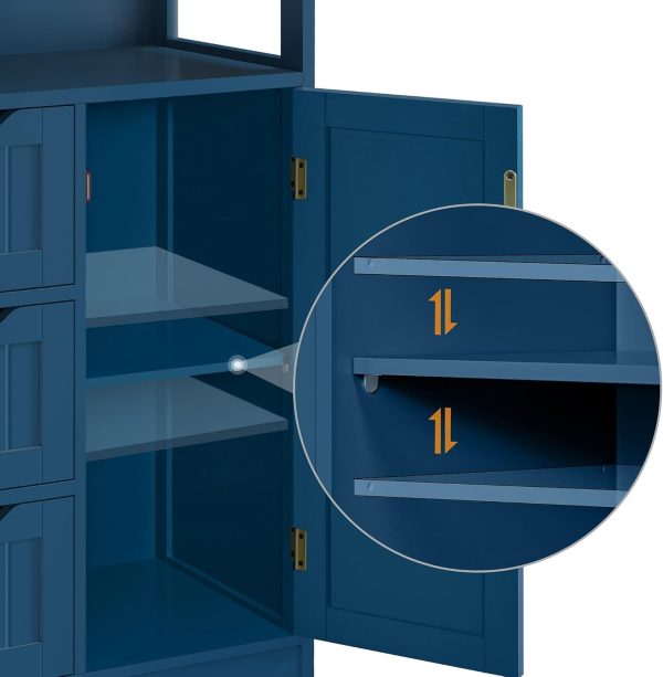 Bathroom Floor , Free Standing  Storage Organizer Multiple Tiers Storage Living Room , Navy Blue - Image 6