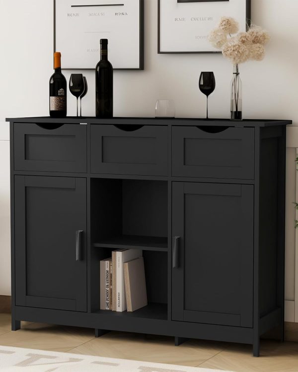 Storage s?? Floor ??with Drawers and Shelves Storage s??Accent  for Living Room?? Bedroom??Bathroom Furniture Home Decor??Black?? - Image 7