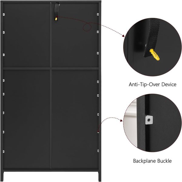 Bathroom , Floor  with 2 Doors & 2 Drawers, Bathroom Storage  with Adjustable Shelf, Freestanding  Storage Organizer for Living Room, Hallway, Black - Image 9