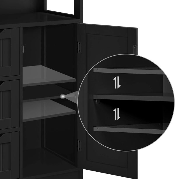 Bathroom Floor , Free Standing  Storage  Organizer Multiple Tiers Storage  for Bathroom/Living Room/Entryway, Black - Image 6