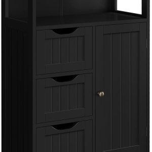 Bathroom Floor , Free Standing  Storage  Organizer Multiple Tiers Storage  for Bathroom/Living Room/Entryway, Black