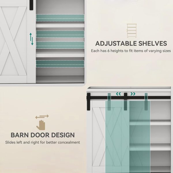 Bathroom Floor  with Doors, Bathroom Storage  with Sliding Barn Door and Adjustable Shelves for Bathroom, Living Room, Entryway, Kitchen??White - Image 5