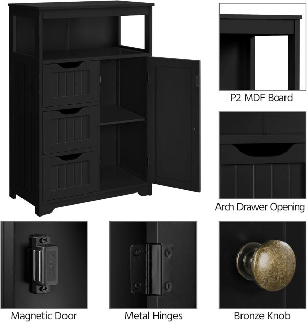 Bathroom Floor , Free Standing  Storage  Organizer Multiple Tiers Storage  for Bathroom/Living Room/Entryway, Black - Image 5