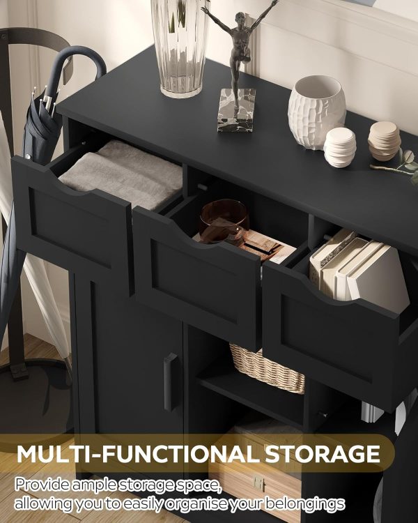 Storage s?? Floor ??with Drawers and Shelves Storage s??Accent  for Living Room?? Bedroom??Bathroom Furniture Home Decor??Black?? - Image 4
