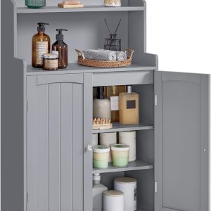 Bathroom Storage , Bathroom Floor  with 2 Doors, 2 Adjustable Shelves, 11.8 x 23.6 x 39.4 Inches, Freestanding, for Dining Room, Kitchen, Living Room, Dove Gray UBBC770G02
