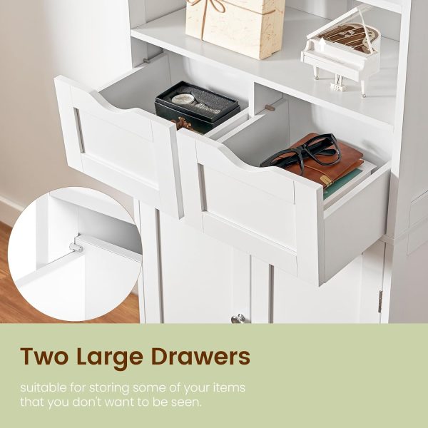 Tall Bathroom , Storage  with 2 Drawers & Adjustable Shelves, Bathroom Storage  for Living Room, Dining Room, Entryway, White - Image 6