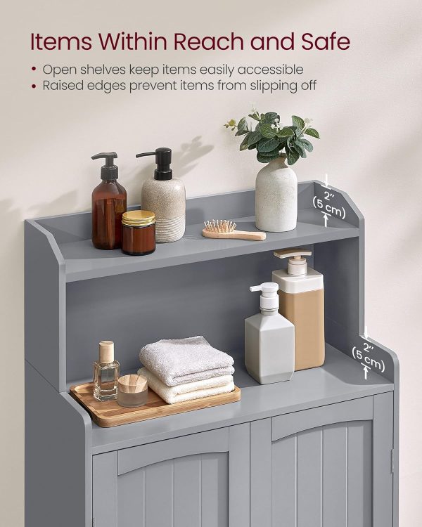Bathroom Storage , Bathroom Floor  with 2 Doors, 2 Adjustable Shelves, 11.8 x 23.6 x 39.4 Inches, Freestanding, for Dining Room, Kitchen, Living Room, Dove Gray UBBC770G02 - Image 5