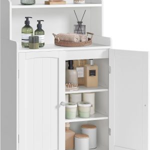 Bathroom Storage , Bathroom Floor  with 2 Doors, 2 Adjustable Shelves, 11.8 x 23.6 x 39.4 Inches, Freestanding, for Dining Room, Kitchen, Living Room, Cloud White UBBC770W01