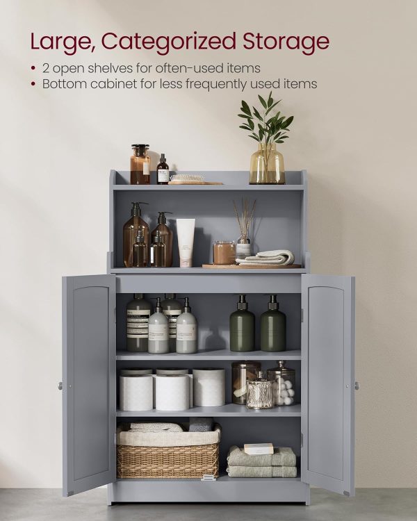 Bathroom Storage , Bathroom Floor  with 2 Doors, 2 Adjustable Shelves, 11.8 x 23.6 x 39.4 Inches, Freestanding, for Dining Room, Kitchen, Living Room, Dove Gray UBBC770G02 - Image 4