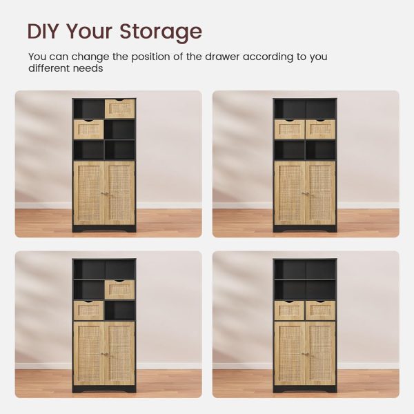 Storage ,   with 2 Drawers & Adjustable Shelf, Accent  for Living Room, Dining Room, Home Office, Natural +Black - Image 7