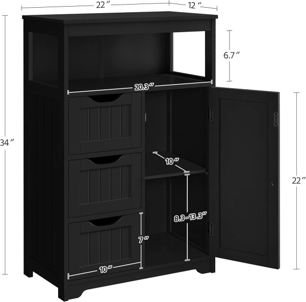 Bathroom Floor , Free Standing  Storage  Organizer Multiple Tiers Storage  for Bathroom/Living Room/Entryway, Black - Image 3