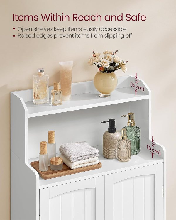 Bathroom Storage , Bathroom Floor  with 2 Doors, 2 Adjustable Shelves, 11.8 x 23.6 x 39.4 Inches, Freestanding, for Dining Room, Kitchen, Living Room, Cloud White UBBC770W01 - Image 5