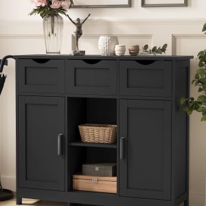 Storage s?? Floor ??with Drawers and Shelves Storage s??Accent  for Living Room?? Bedroom??Bathroom Furniture Home Decor??Black??