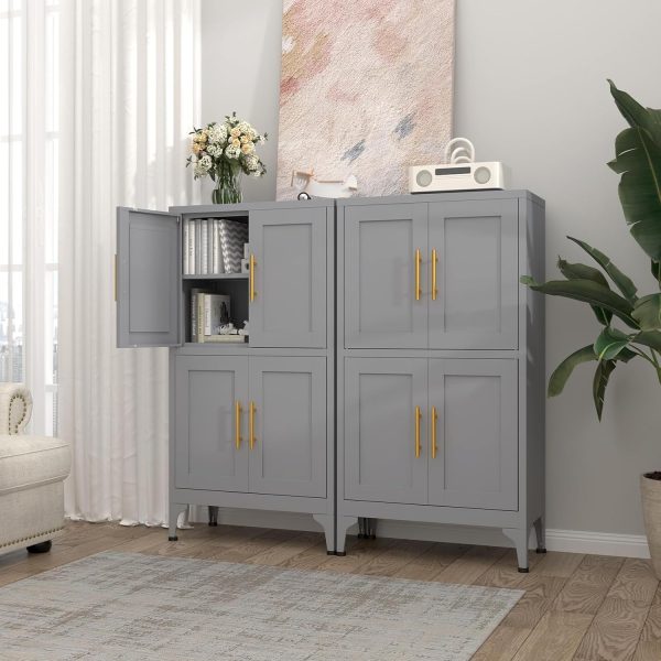 Bathroom Floor Storage ,Metal Kitchen Pantry  with Doors and Shelves, Floor s for Bathroom Storage for Living Room,Grey - Image 6