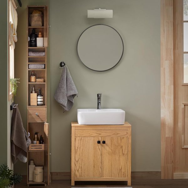 Bathroom Tall  with 1 Drawer, 2 Doors and Adjustable Shelves, Bathroom Shelf, Bathroom Tall  Cupboard, Natural BZR34-PF - Image 4