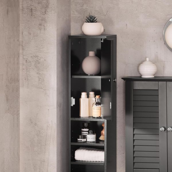 Bathroom Tall  with 1 Drawer, 2 Doors and Adjustable Shelves, Bathroom Shelf,  Storage  with Open Compartments, Black BZR34-SCH - Image 5