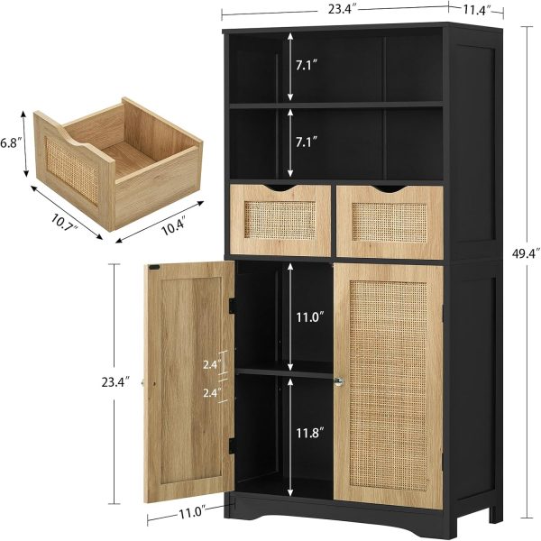 Storage ,   with 2 Drawers & Adjustable Shelf, Accent  for Living Room, Dining Room, Home Office, Natural +Black - Image 3