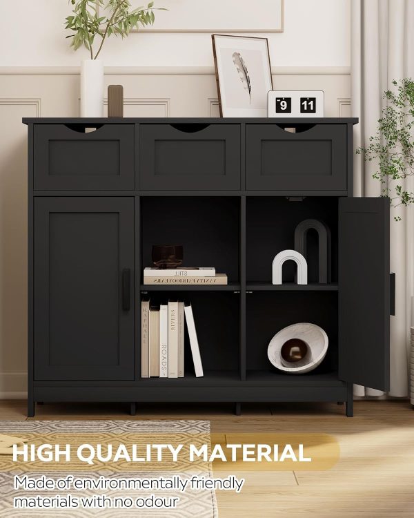 Storage s?? Floor ??with Drawers and Shelves Storage s??Accent  for Living Room?? Bedroom??Bathroom Furniture Home Decor??Black?? - Image 3