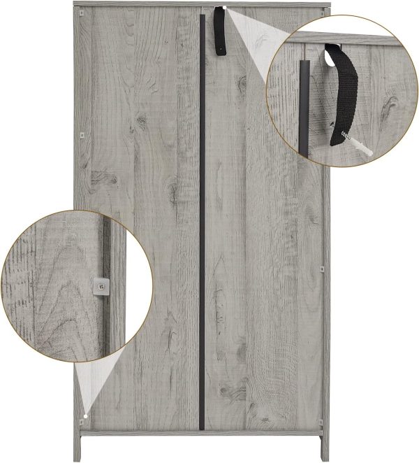 Bathroom , Storage  with 2 Adjustable Drawers & 2 Barn Doors, Standing Cupboard with 2 Shelf, Floor  for Living Room, Home Office, Kitchen, Grey - Image 8