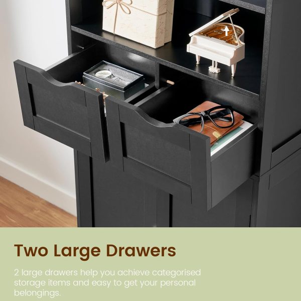 Tall Bathroom , Storage  with 2 Drawers & Adjustable Shelves, Bathroom Storage  for Living Room, Dining Room, Entryway, Black - Image 5