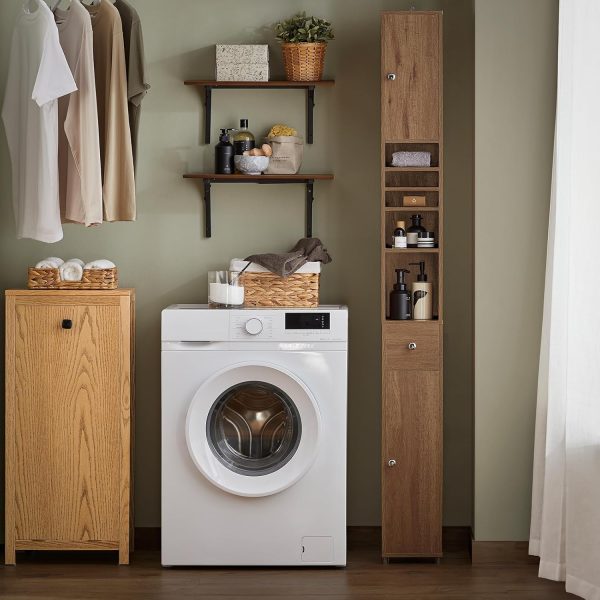 Bathroom Tall  with 1 Drawer, 2 Doors and Adjustable Shelves, Bathroom Shelf, Bathroom Tall  Cupboard, Natural BZR34-PF - Image 2