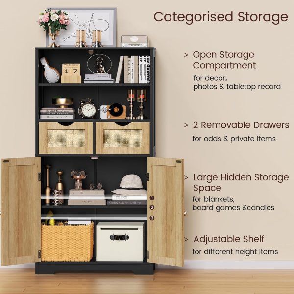 Storage ,   with 2 Drawers & Adjustable Shelf, Accent  for Living Room, Dining Room, Home Office, Natural +Black - Image 4