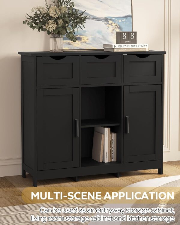 Storage s?? Floor ??with Drawers and Shelves Storage s??Accent  for Living Room?? Bedroom??Bathroom Furniture Home Decor??Black?? - Image 6