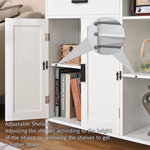 Bathroom , Floor Storage  with Doors and Shelves, Coffee Bar  with Drawer, Modern Organizer  for Living Room, Bathroom, Kitchen, White - Image 6