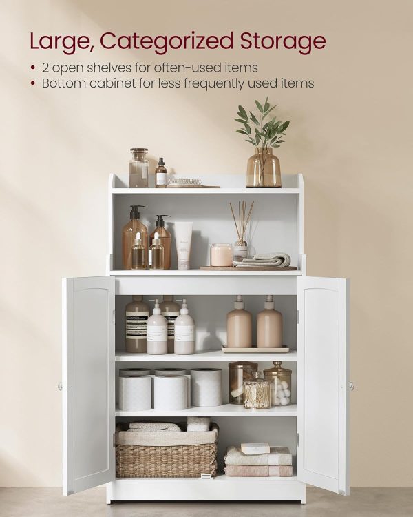 Bathroom Storage , Bathroom Floor  with 2 Doors, 2 Adjustable Shelves, 11.8 x 23.6 x 39.4 Inches, Freestanding, for Dining Room, Kitchen, Living Room, Cloud White UBBC770W01 - Image 4