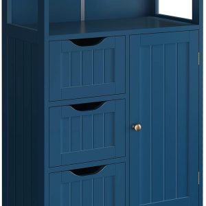 Bathroom Floor , Free Standing  Storage Organizer Multiple Tiers Storage Living Room , Navy Blue