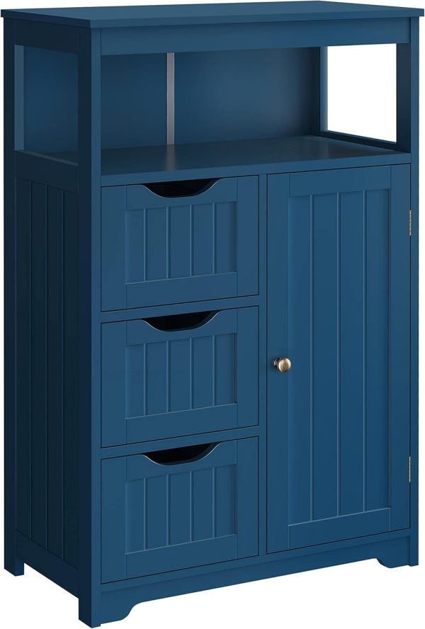Bathroom Floor , Free Standing  Storage Organizer Multiple Tiers Storage Living Room , Navy Blue