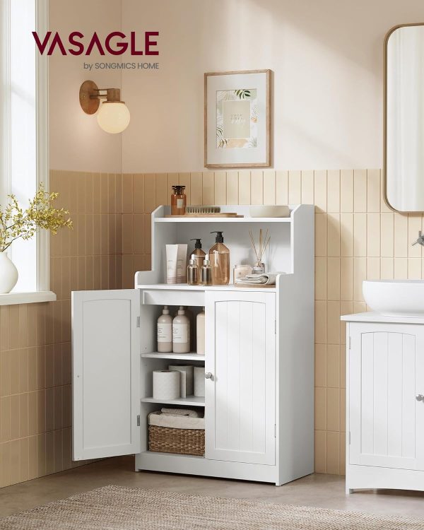 Bathroom Storage , Bathroom Floor  with 2 Doors, 2 Adjustable Shelves, 11.8 x 23.6 x 39.4 Inches, Freestanding, for Dining Room, Kitchen, Living Room, Cloud White UBBC770W01 - Image 2