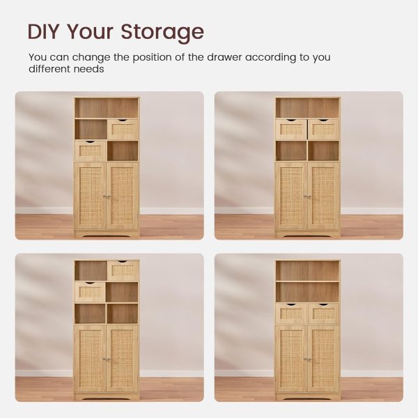 Tall Storage ,   with 2 Drawers & Adjustable Shelf, Accent  for Living Room, Dining Room, Home Office, Natural - Image 7