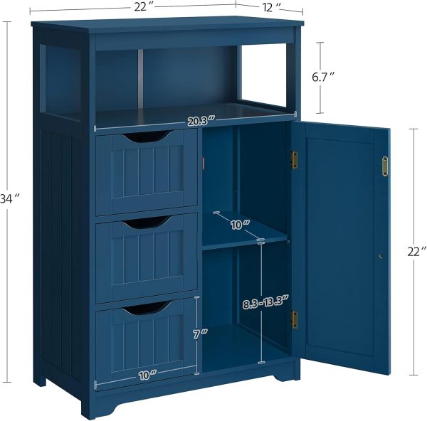 Bathroom Floor , Free Standing  Storage Organizer Multiple Tiers Storage Living Room , Navy Blue - Image 3