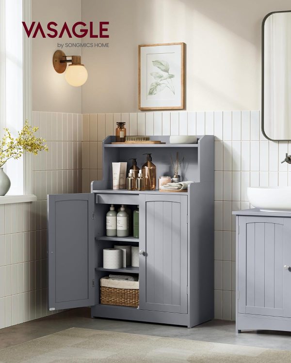 Bathroom Storage , Bathroom Floor  with 2 Doors, 2 Adjustable Shelves, 11.8 x 23.6 x 39.4 Inches, Freestanding, for Dining Room, Kitchen, Living Room, Dove Gray UBBC770G02 - Image 2