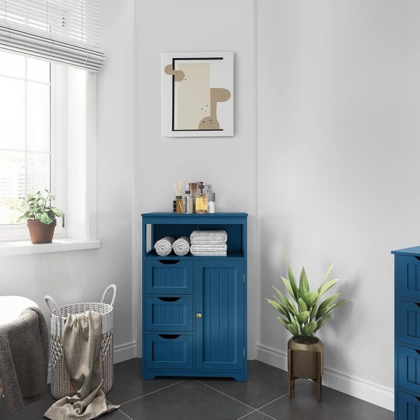 Bathroom Floor , Free Standing  Storage Organizer Multiple Tiers Storage Living Room , Navy Blue - Image 4