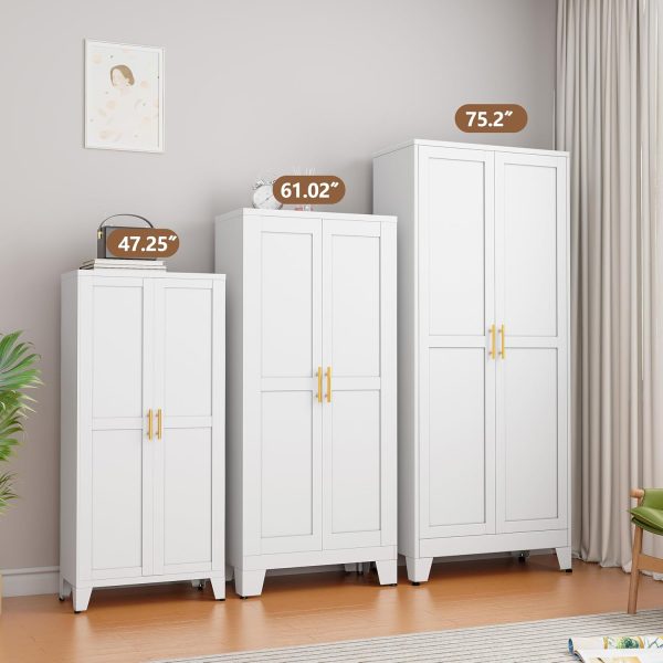 Metal Kitchen Pantry Storage  with 2 Doors and 3 Adjustable Shelves,Pantry  with Adjustable Leveling Foot for Kitchen, Living Room, Dining Room??White?? - Image 5