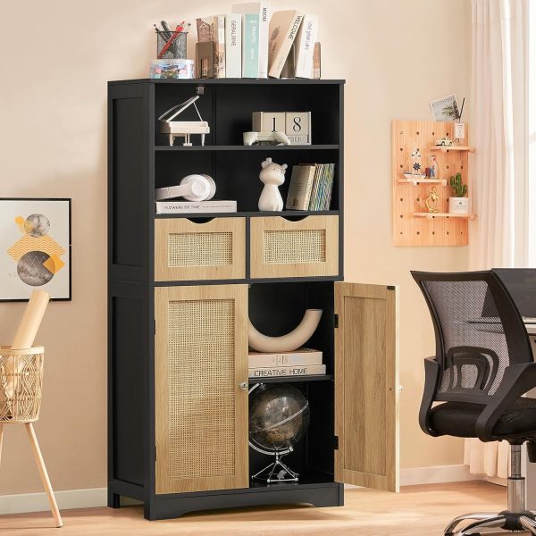 Storage ,   with 2 Drawers & Adjustable Shelf, Accent  for Living Room, Dining Room, Home Office, Natural +Black - Image 8