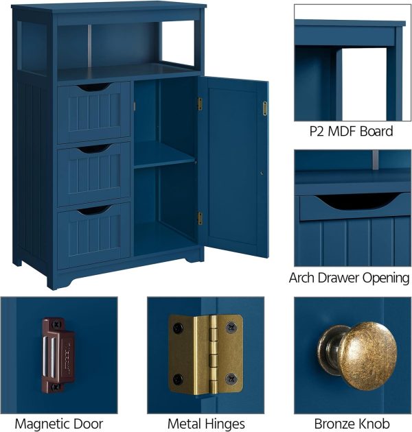 Bathroom Floor , Free Standing  Storage Organizer Multiple Tiers Storage Living Room , Navy Blue - Image 5