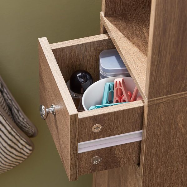 Bathroom Tall  with 1 Drawer, 2 Doors and Adjustable Shelves, Bathroom Shelf, Bathroom Tall  Cupboard, Natural BZR34-PF - Image 7