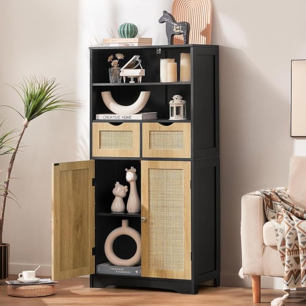 Storage ,   with 2 Drawers & Adjustable Shelf, Accent  for Living Room, Dining Room, Home Office, Natural +Black - Image 2