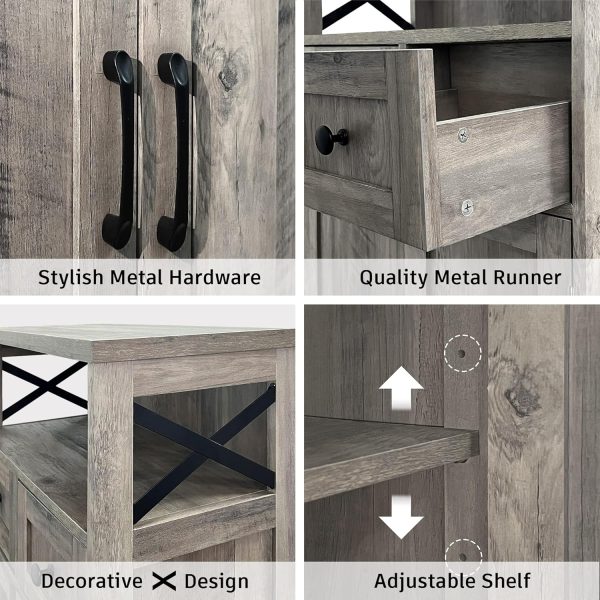 Storage  with Drawers and Shelf, Freestanding Kitchen Pantry Storage , Floor Storage  Hutch Cupboard for Kitchen, Living Room, Home Office, Rustic Grey - Image 7