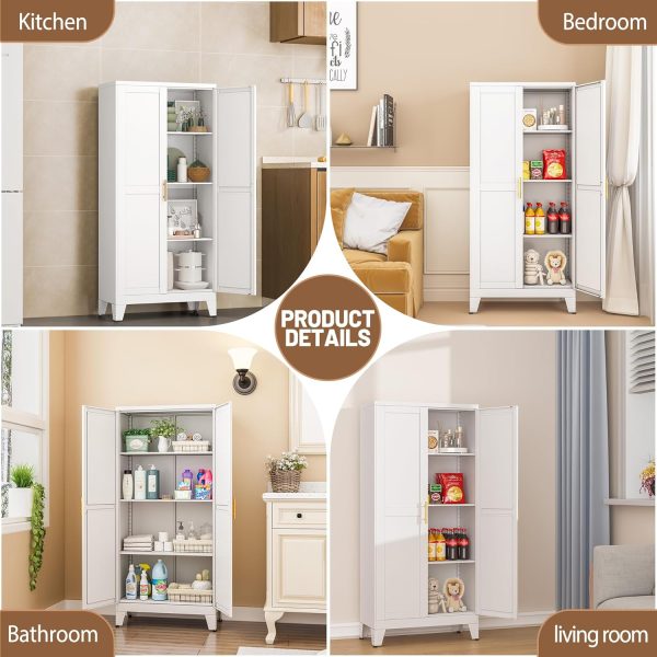 Metal Kitchen Pantry Storage  with 2 Doors and 3 Adjustable Shelves,Pantry  with Adjustable Leveling Foot for Kitchen, Living Room, Dining Room??White?? - Image 6