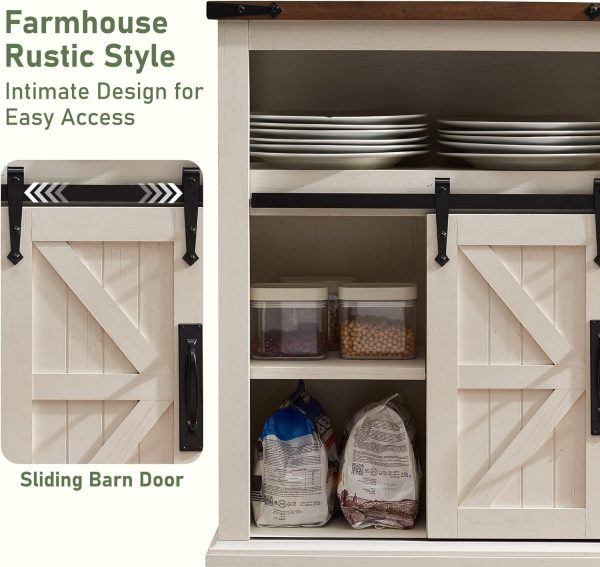 Bathroom Floor ,  Storage  with Sliding Barn Door & Storage Drawers, Small Storage  for Bathroom, Kitchen, Living Room, Rustic Oak with Antique White - Image 4