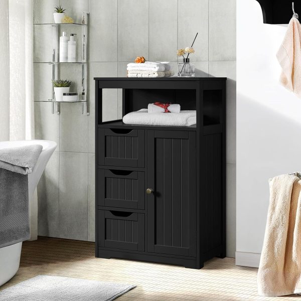 Bathroom Floor , Free Standing  Storage  Organizer Multiple Tiers Storage  for Bathroom/Living Room/Entryway, Black - Image 2