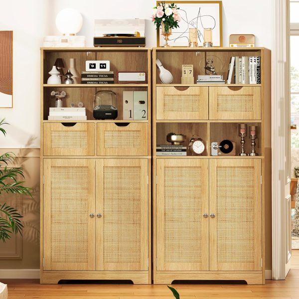 Tall Storage ,   with 2 Drawers & Adjustable Shelf, Accent  for Living Room, Dining Room, Home Office, Natural - Image 8