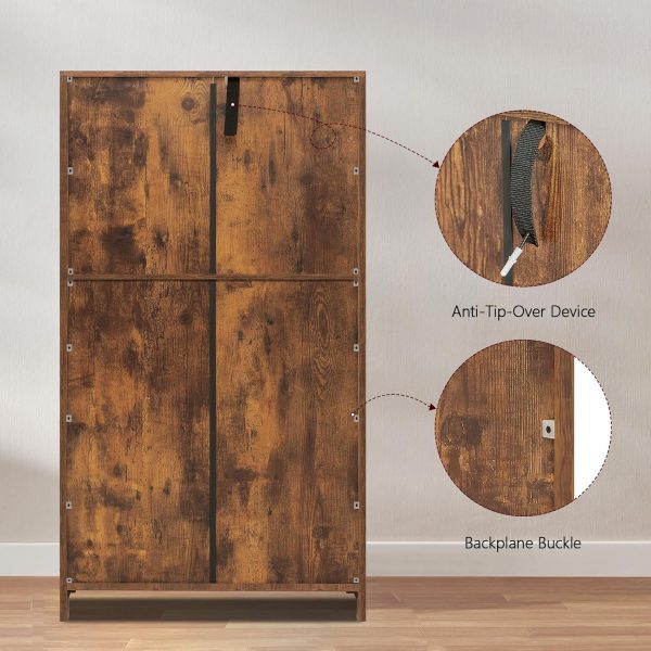 Storage  with 2 Adjustable Drawers & 2 Barn Doors, Floor , Freestanding Cupboard with Adjustable Shelf, for Living Room, Home Office, Kitchen, Rustic Brown - Image 8